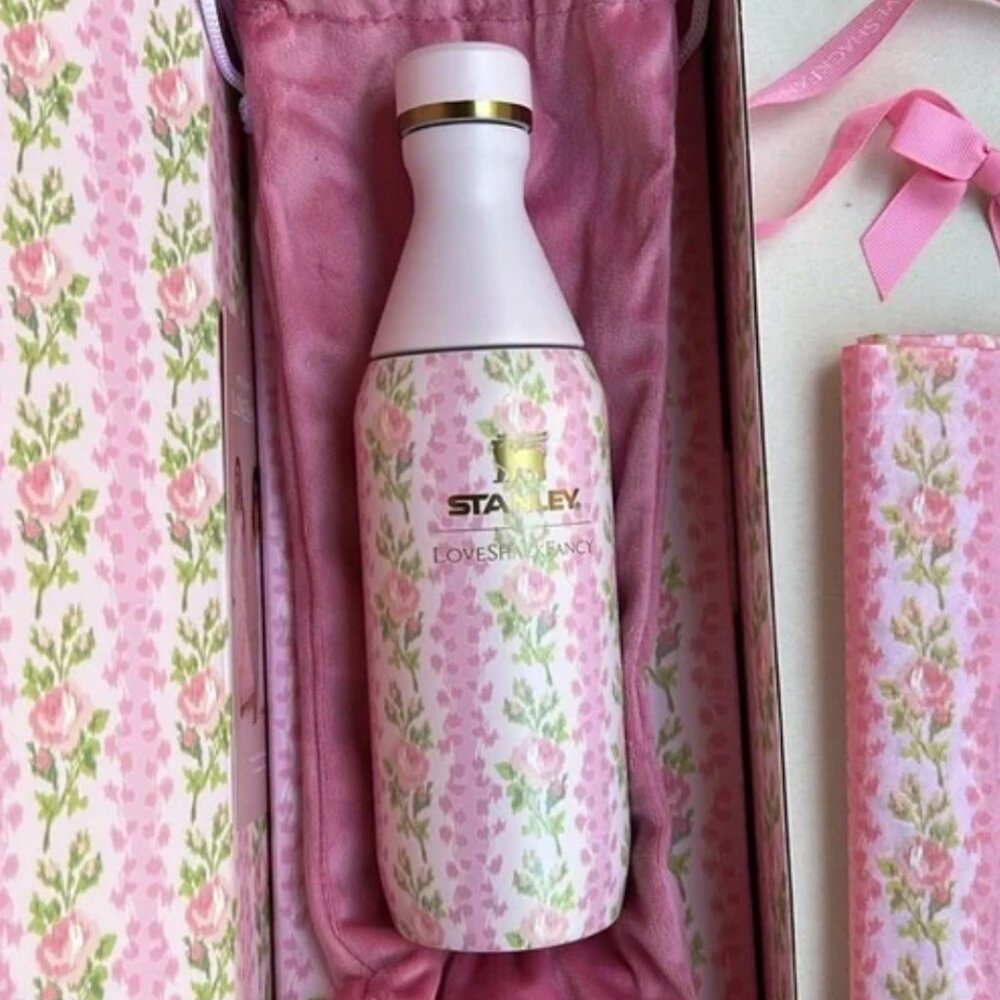 The Stanley X LoveShackFancy All Day Slim Bottle 12 OZ Blooming Heirloom